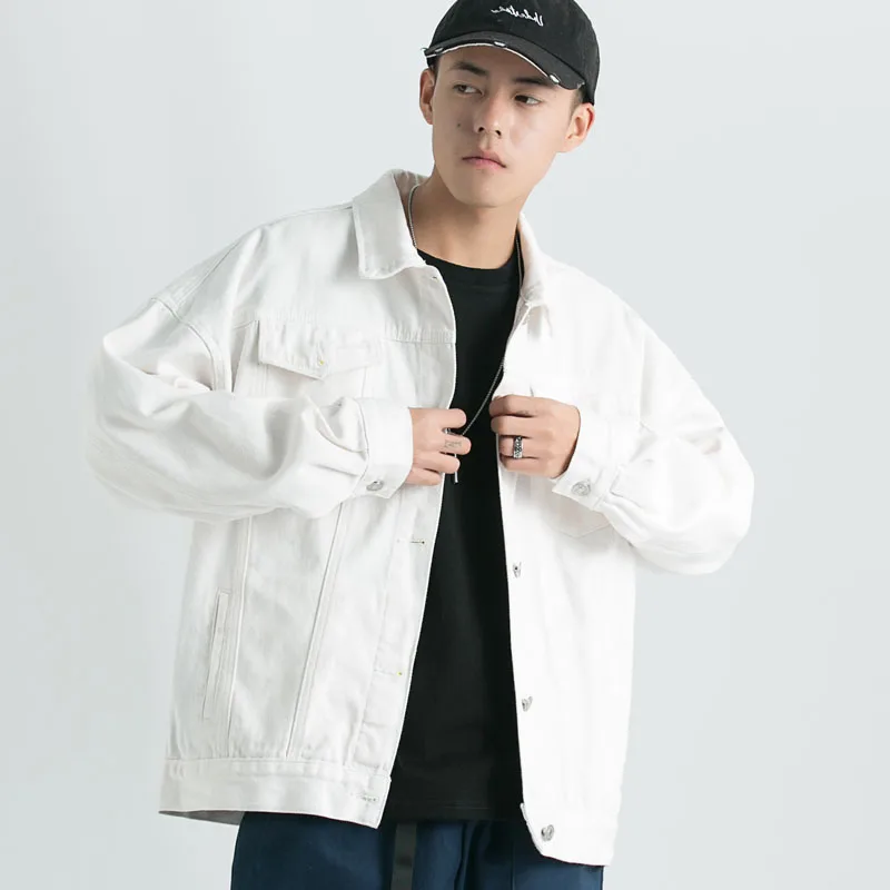 

Loose Casual Men's Denim Jacket Spring Autumn Street Style Workwear Jacket Korean Trendy Top Polyester Fiber Long Sleeve