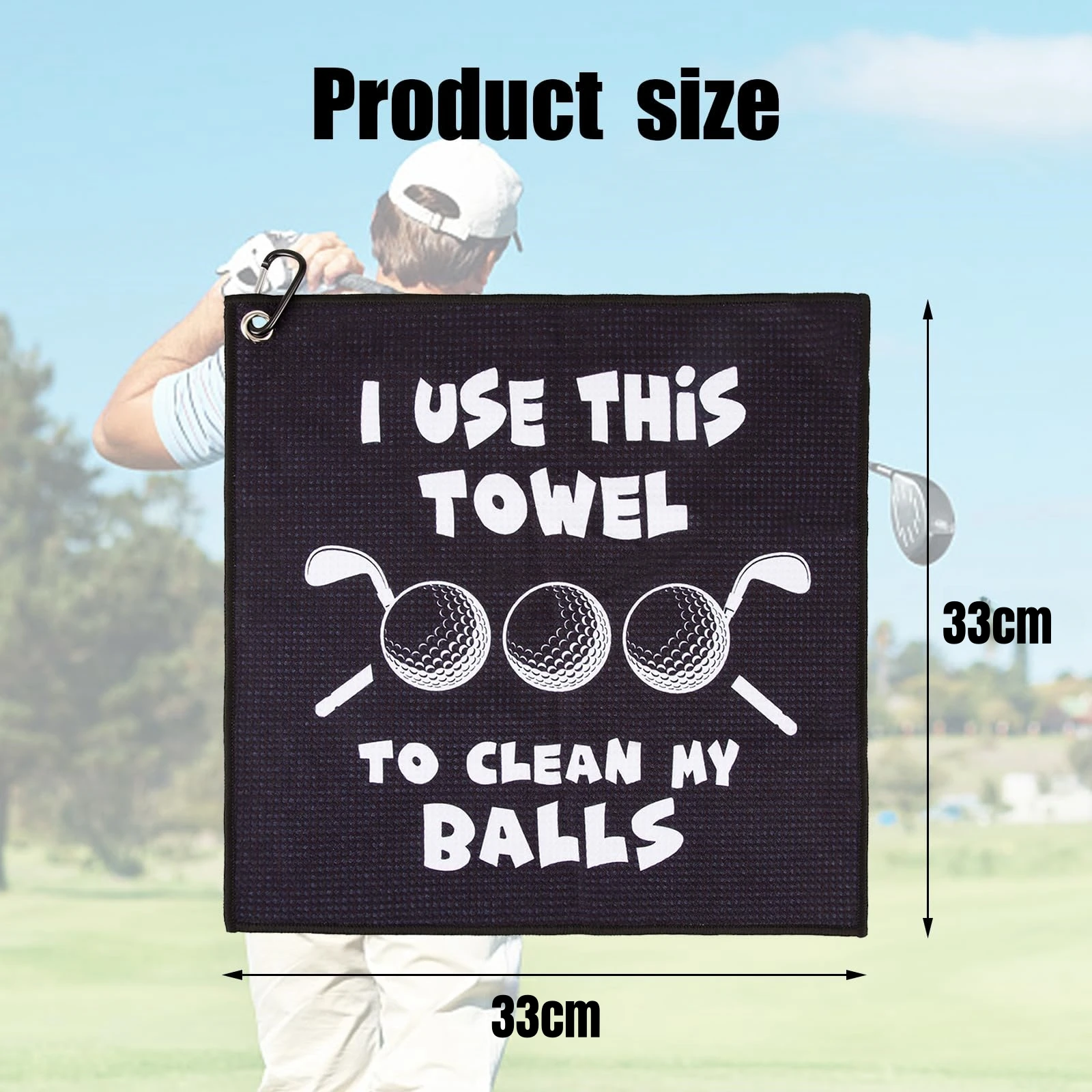 Custom Golf Towel Personalized Microfiber Waffle Fabric with Carabiner Clip Golf Sports Running Yoga for Golf Fan Men Dad Gifts