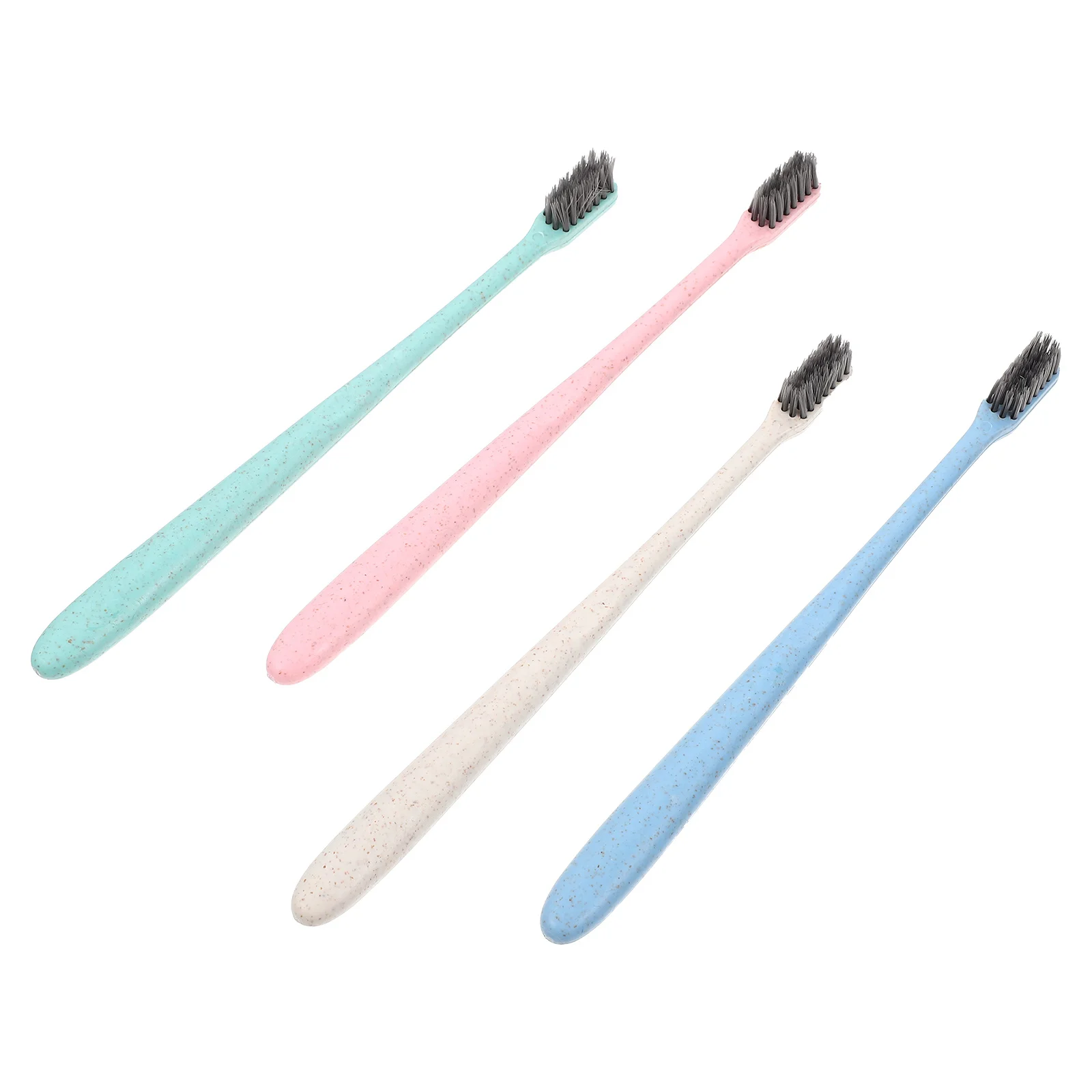 12Pcs Bamboo Charcoal Toothbrushes Soft Bristles Wheat Straw Handle Portable Travel Toothbrush Household Adults Oral Care Tool