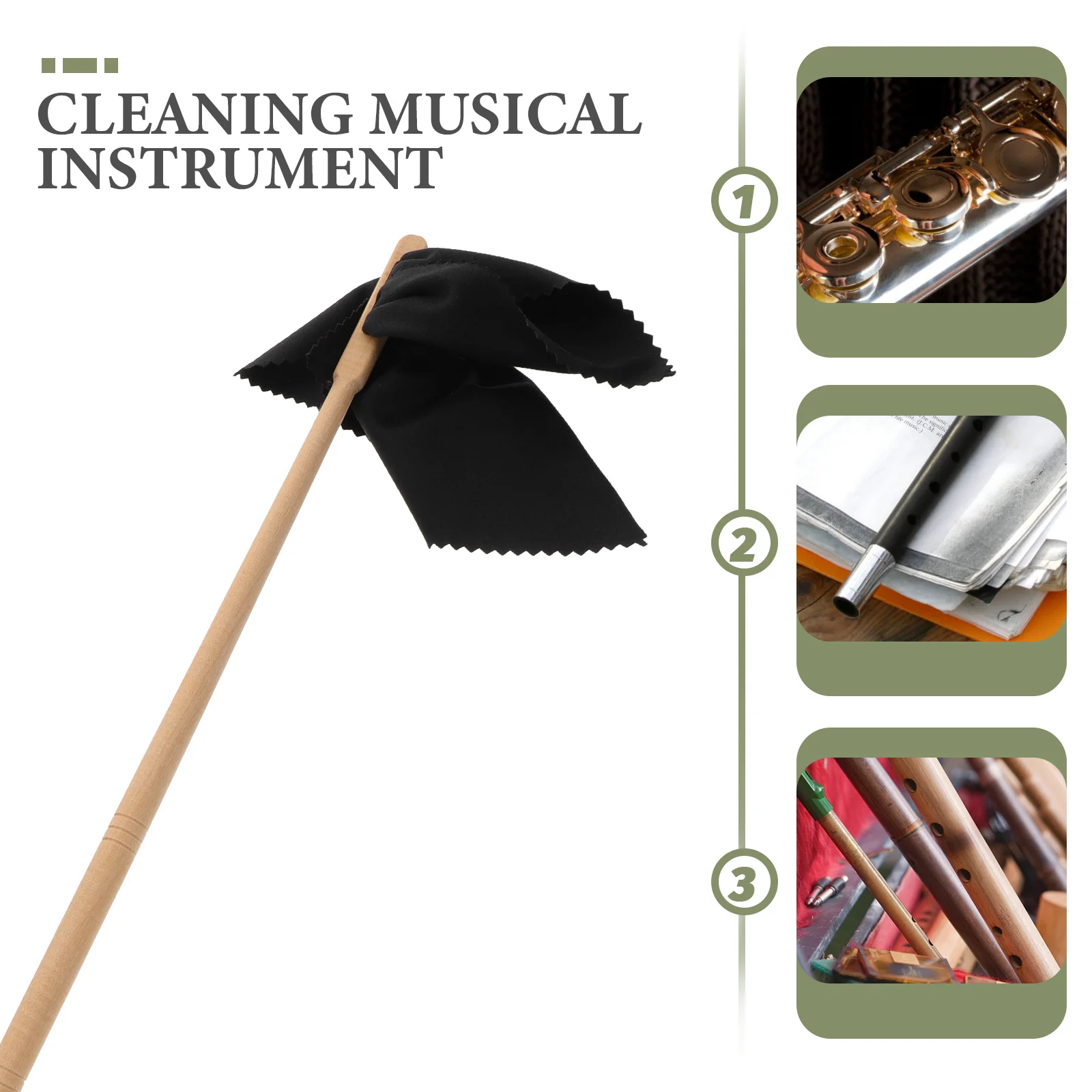 

Flute Cleaning Rod Cloth Care Kit Clarinet Accessories Musical Instrument Stick