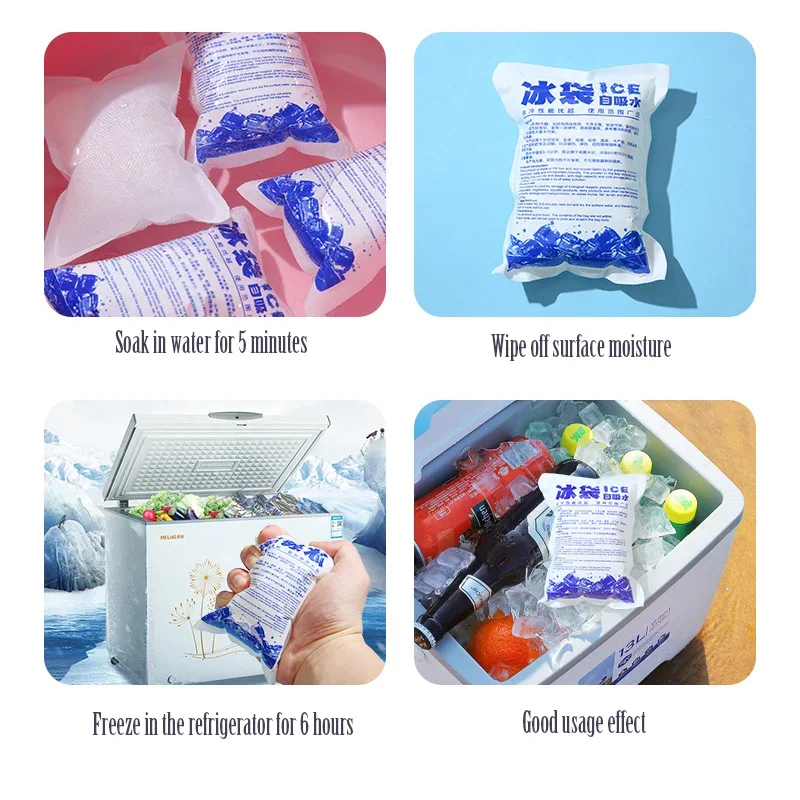 100pcs high quality Self absorbing ice bag disposable fresh express special fresh-keeping bag reusable physical cooling ice bag