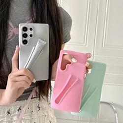 Lip Phone Case For Samsung S24 25 23Ultra Solid Color Fashion Silicone Lipstick Case For Galaxy A14 A15 A54 Lip Gloss Phone Case