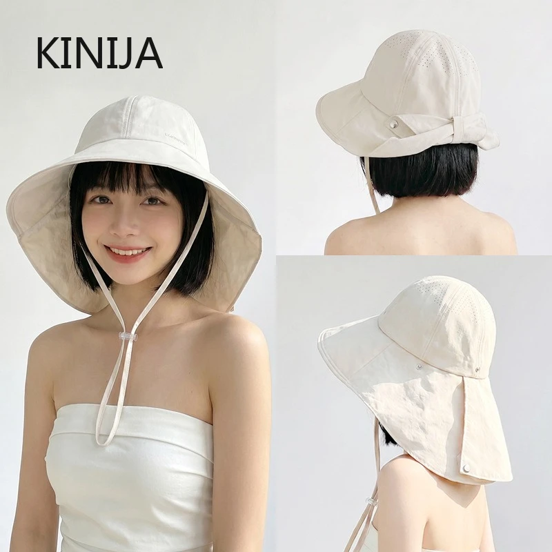 HOT Women's Sun Hat Summer Quick Drying UV Protection Fisherman Cap Wide Brim Bucket Hat with Neck Hiking Cover Sunshade Cap