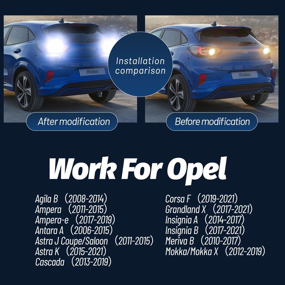 2x LED Reverse Light W16W T15 Canbus For Opel Insignia A B Meriva Agila Ampera Antara Astra J K Cascada Corsa F Mokka Grandland
