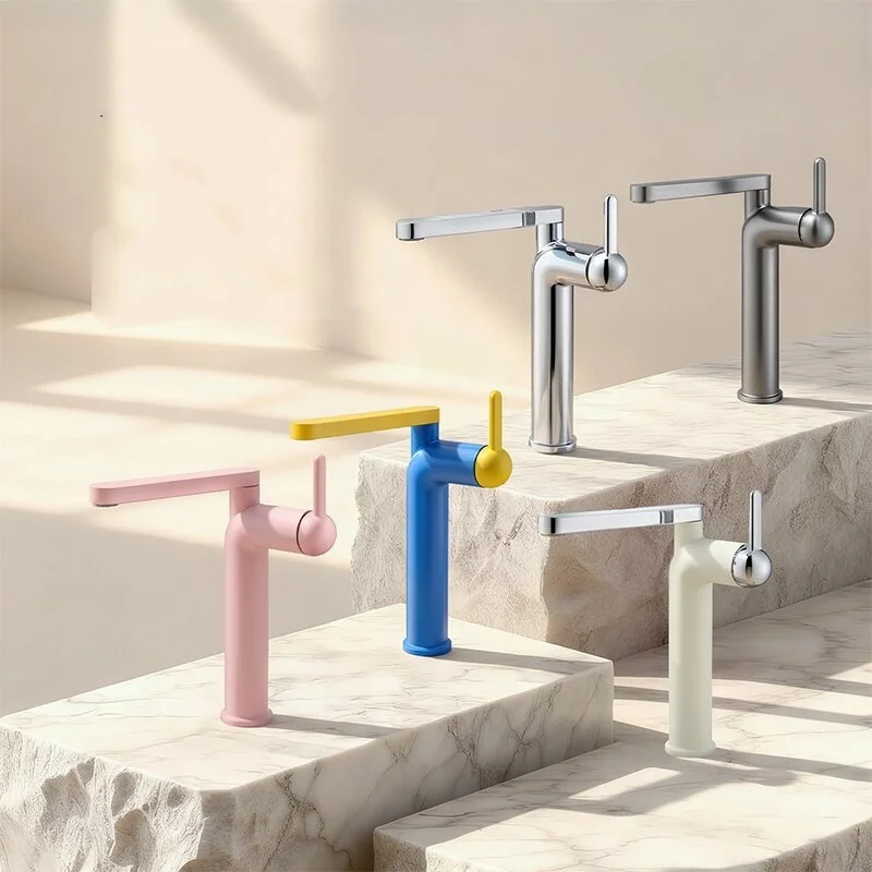 New Colorful Bathroom Basin Faucet Hot and Cold Rotation Lavotory Faucet  Bathroom Vessel Sink Mixer Taps Brass