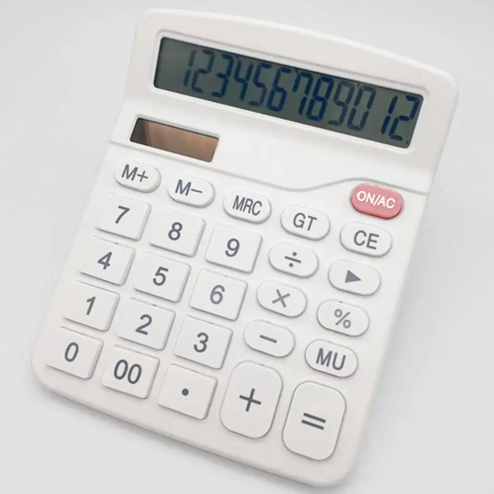 Power Supply Mini Calculator Compact Mini Arithmetic Calculator Practical 12 Digits Display Ultra-thin Desktop Calculator