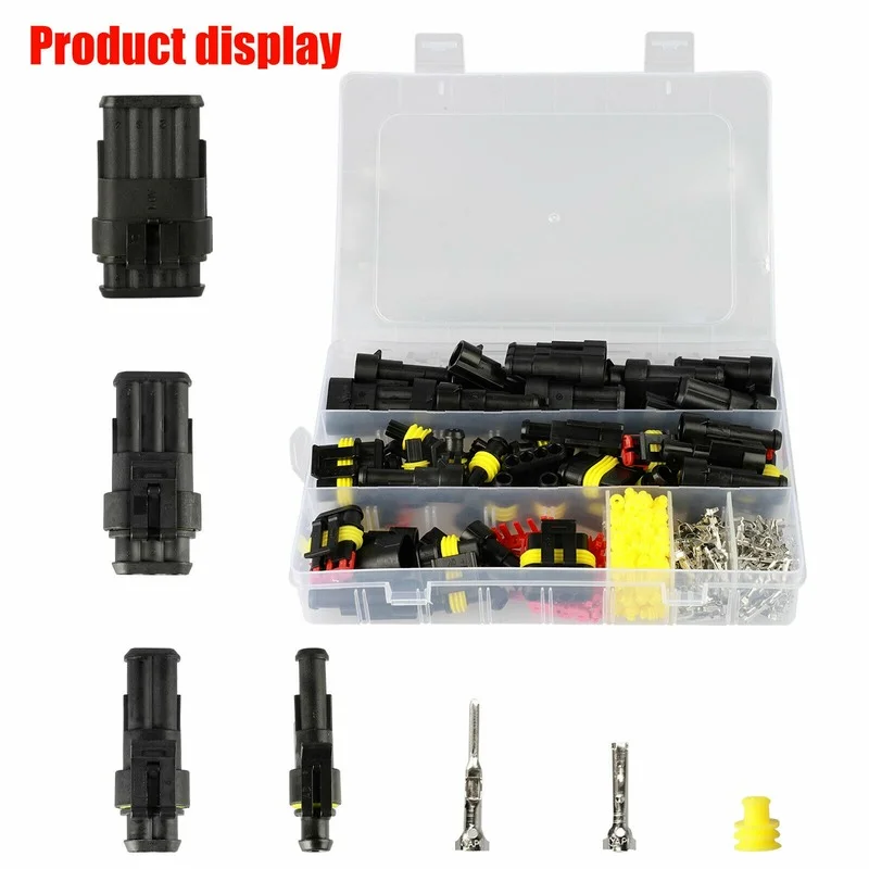 Carro Auto fio elétrico Conector Plug Set, Terminais Crimp à prova d'água, 1 Pin, 2 Pin, 3 Pin, 4 Pin, 408Pcs