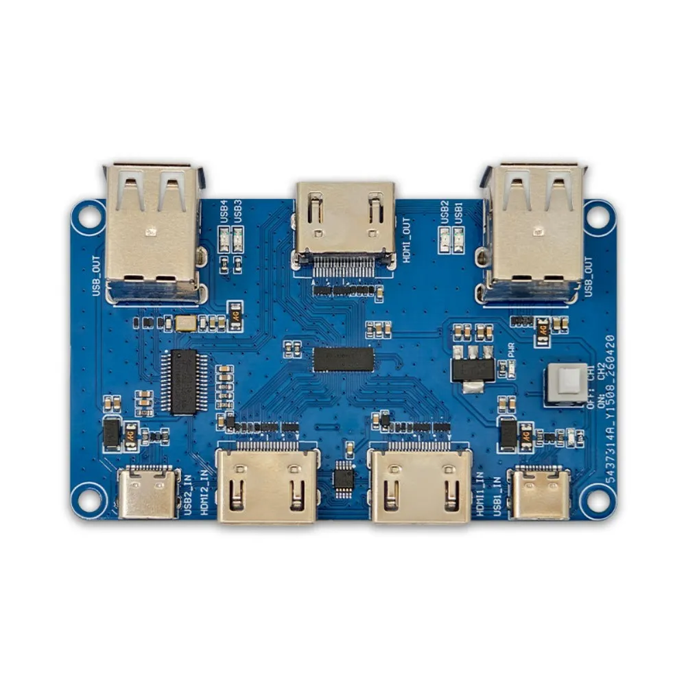Dual‑Channel KVM Switch Module USB HUB 2 Hosts Share One Set Monitor Keyboard Mouse Button Switch 480Mbps with LED Indicator