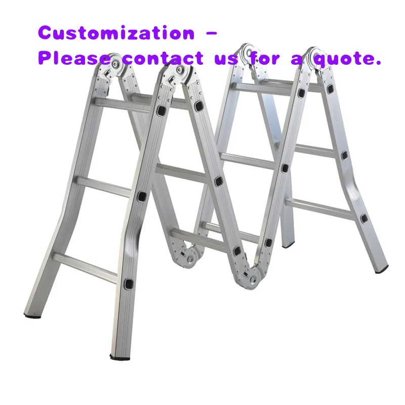 custom.Adjustable EN131 Aluminium Workbench Ladder 12 Steps Big Joint Extension Ladder Platform Outdoor Folding Ladders