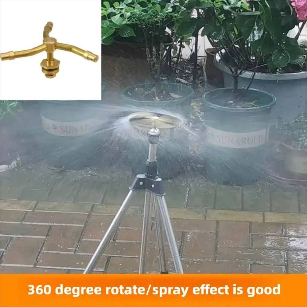 Three Fork 360 Rotation Irrigation Sprinkler Head 4 Branch Automatic Atomizing Water Sprayer For Green Lawn Garden Use