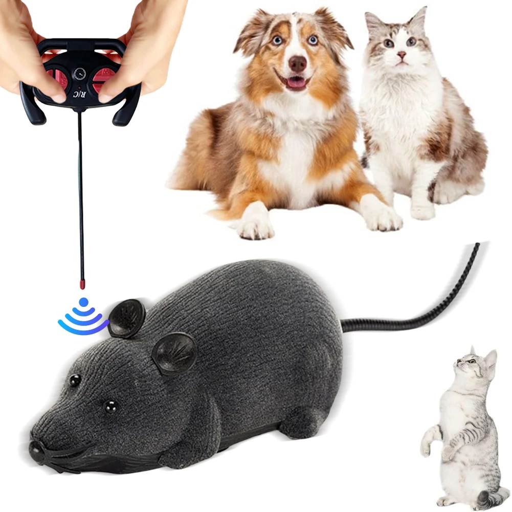 Ratón RC de juguete para gatos, ratas electrónicas alimentadas por batería, juguete para gatos, 4 modos, divertidos juguetes para gatos, juego interactivo para mascotas
