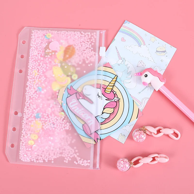 Transparent PVC A5 A6 File Folder Pink most Cute Loose leaf binder Bag Pouch Diary Planner Storage Bags Kawaii Supplies