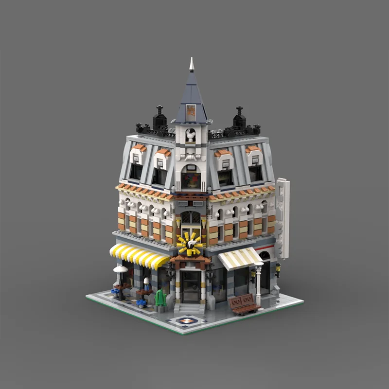 

2396 детали игрушки MOC город уголок кофейня архитектурный стиль вид на улицу микро строительные блоки для детей строительные кирпичи