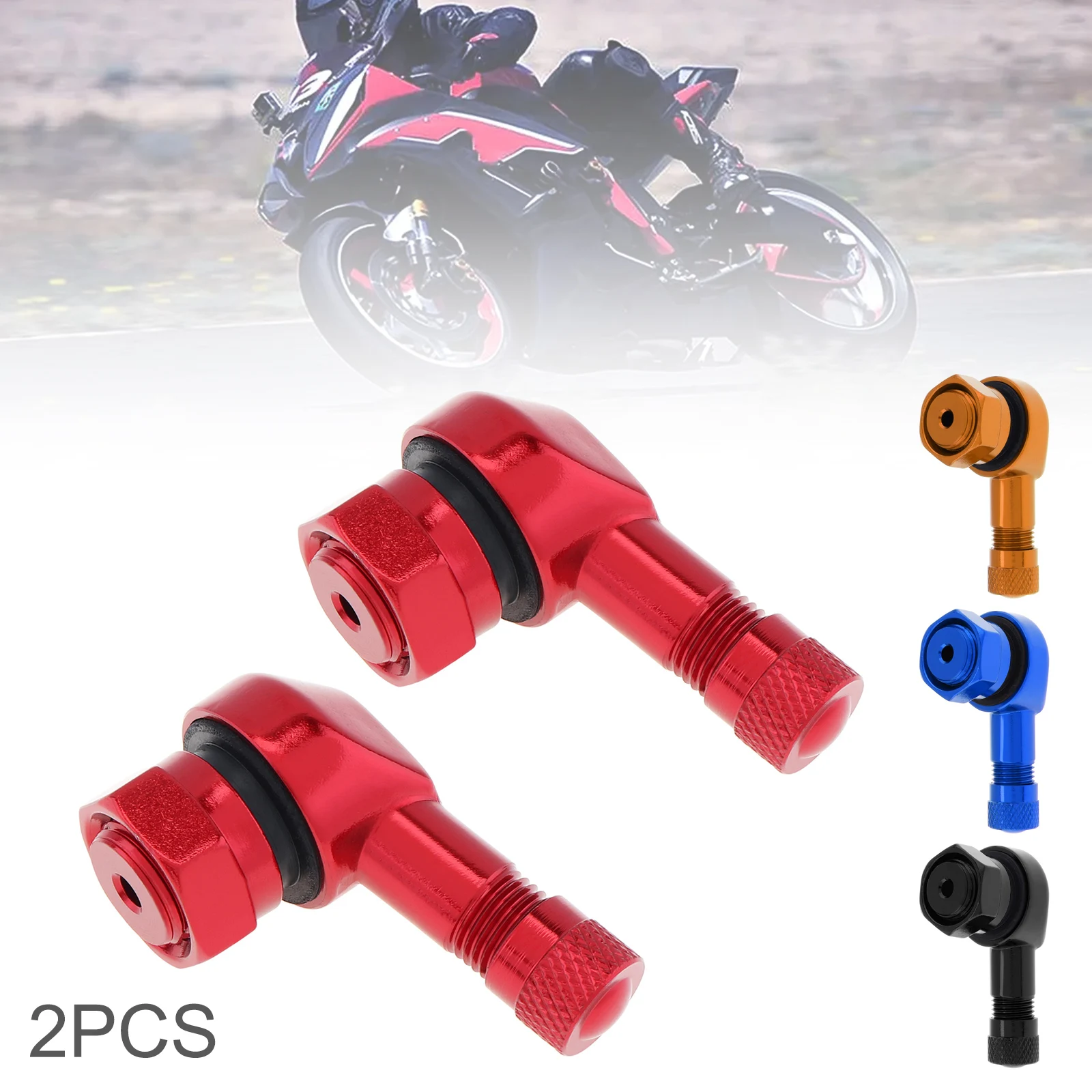 2pcs 4 Colors Motorcycle Wheel Tire Tubeless Valve Stems Aluminum Alloy Valve Motorcycle Rim 90Degree Angle for Rim Wheel Parts