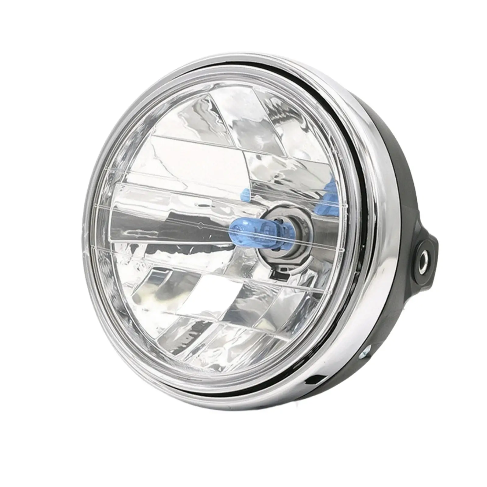Classic Style Motorcycle Headlight Round ABS Housing with Chrome Bezel for Cafe Racer Bobber Night Riding