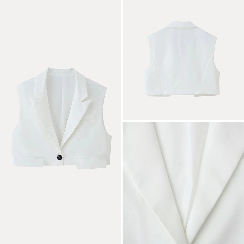 

Spring 2025 Women's Faion Simple Flip-Cover ort Vest V-Ne Polyester Fiber New Sle Ladies' Jaet Z Brand
