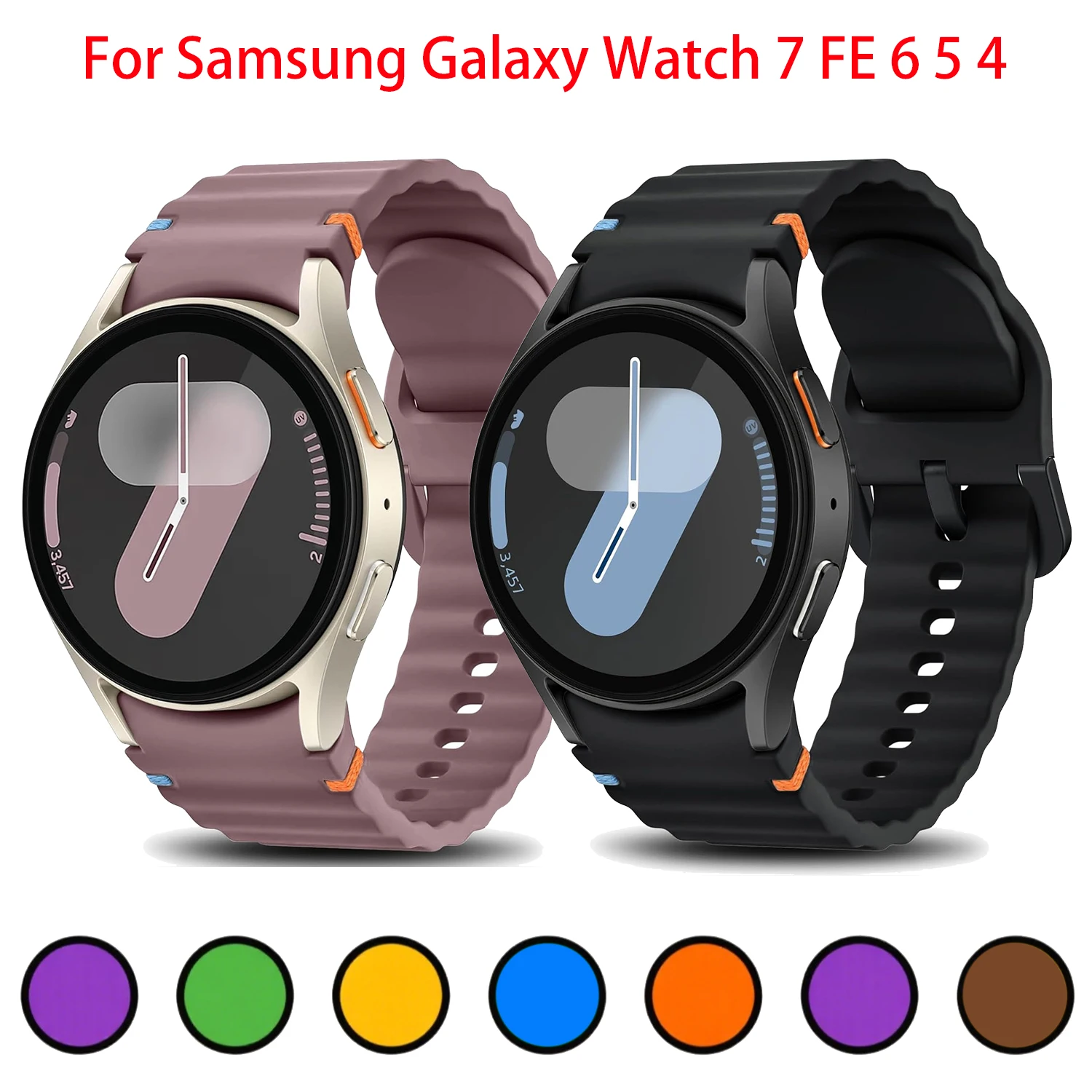 Original Silikonarmband für Samsung Galaxy Watch 7 44 mm 40 mm FE 4 6 5 Pro 45 mm Armband für Watch 6 Classic 47 mm 43 mm Sportband