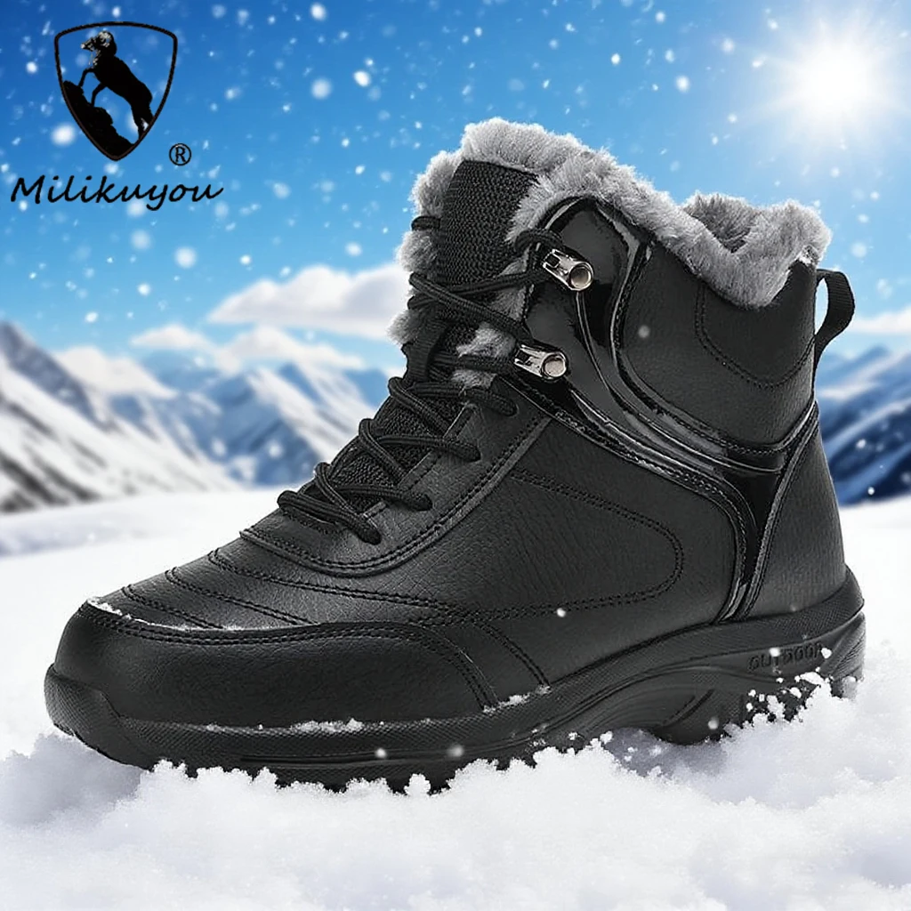 

New Men Winter Snow Boots Women Super Warm Ankle Boots Unisex Plush Sneakers Wearable Anti-slip Waterproof Men's High Top Boots