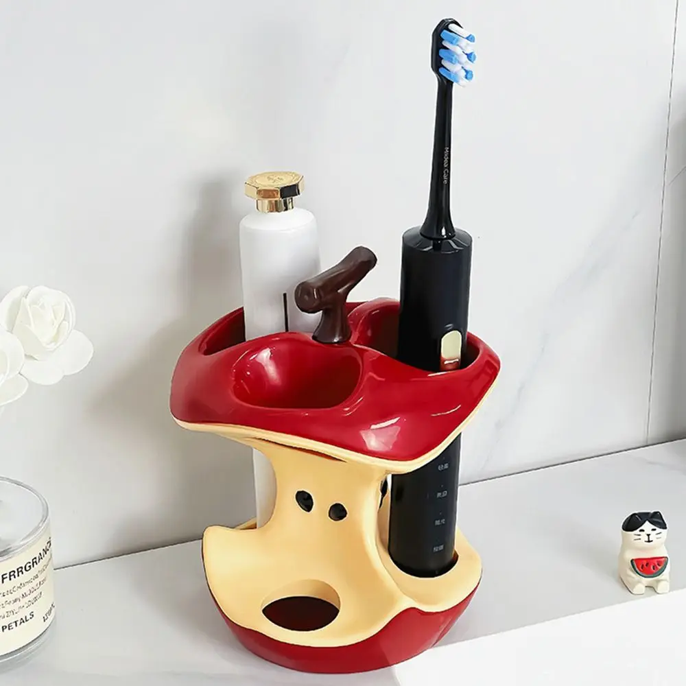 3 Holes Electric Toothbrush Holder Apple Plastic Toothbrush Storage Rack Easy-to-Use Makeup Brush Storage Rack