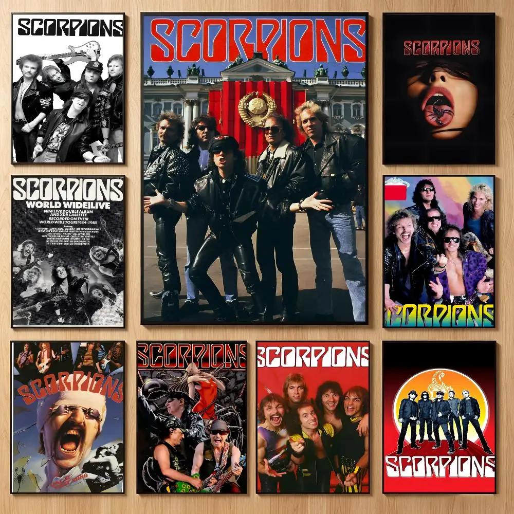 Vintage Rockband S-Scorpions Poster Classic Self-Adhesive PP Wall Sticker for Living Room Bar Decor Gift