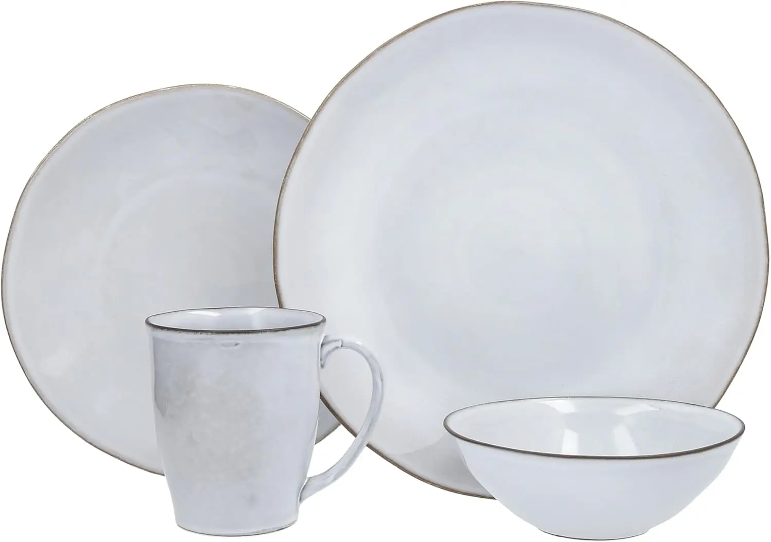 Stoneware 16 Piece Dinnerware Set, Service for 4, Stone,Dishwasher Safe