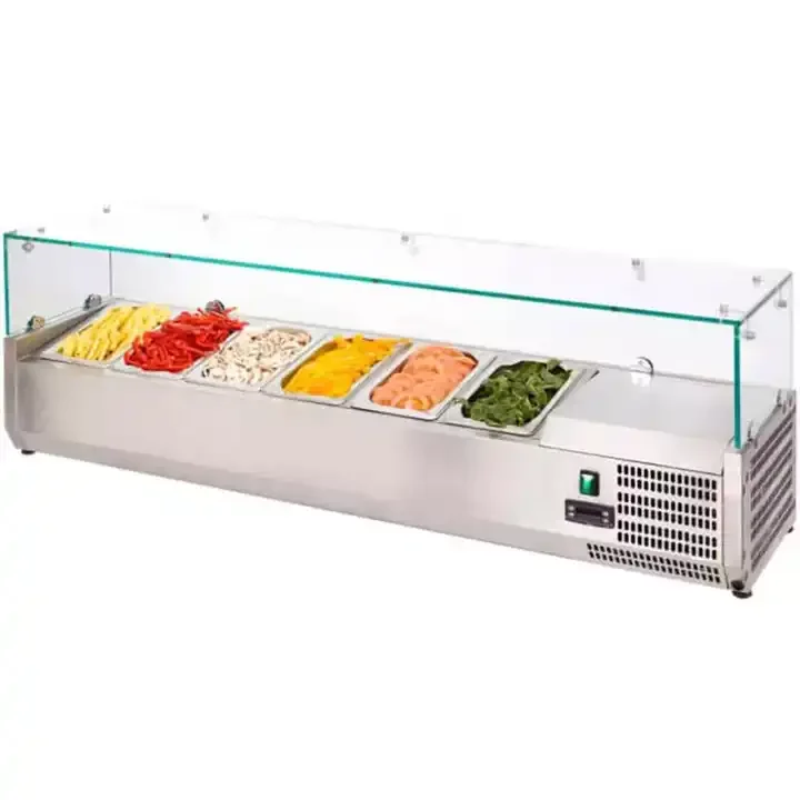 7x1/4GN High Quality Stainless Steel Industrial Salad Bar Display Counter