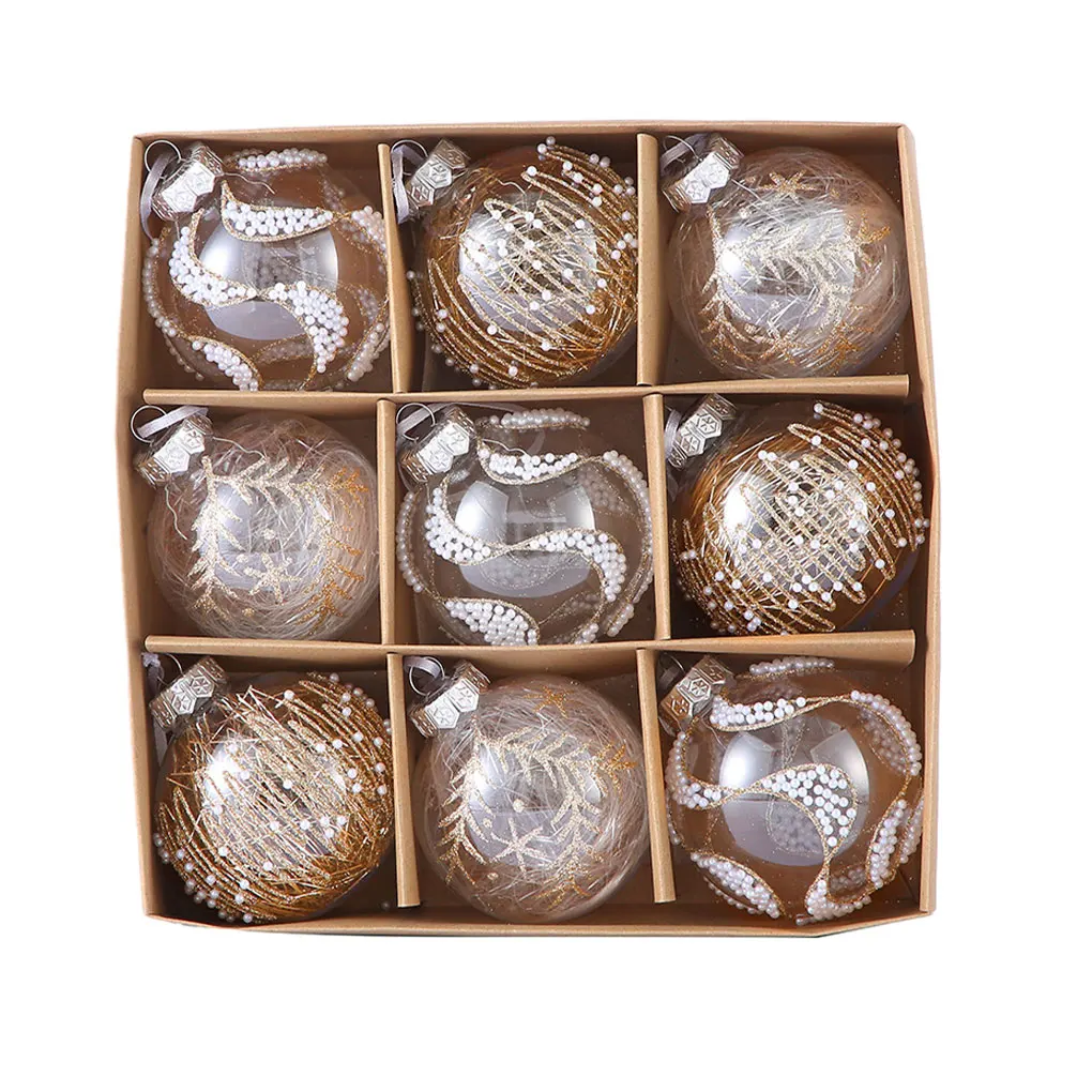9x Eco-friendly Christmas Balls For Tree Decorations Not Easy To Deform And Non-toxic No Sharp