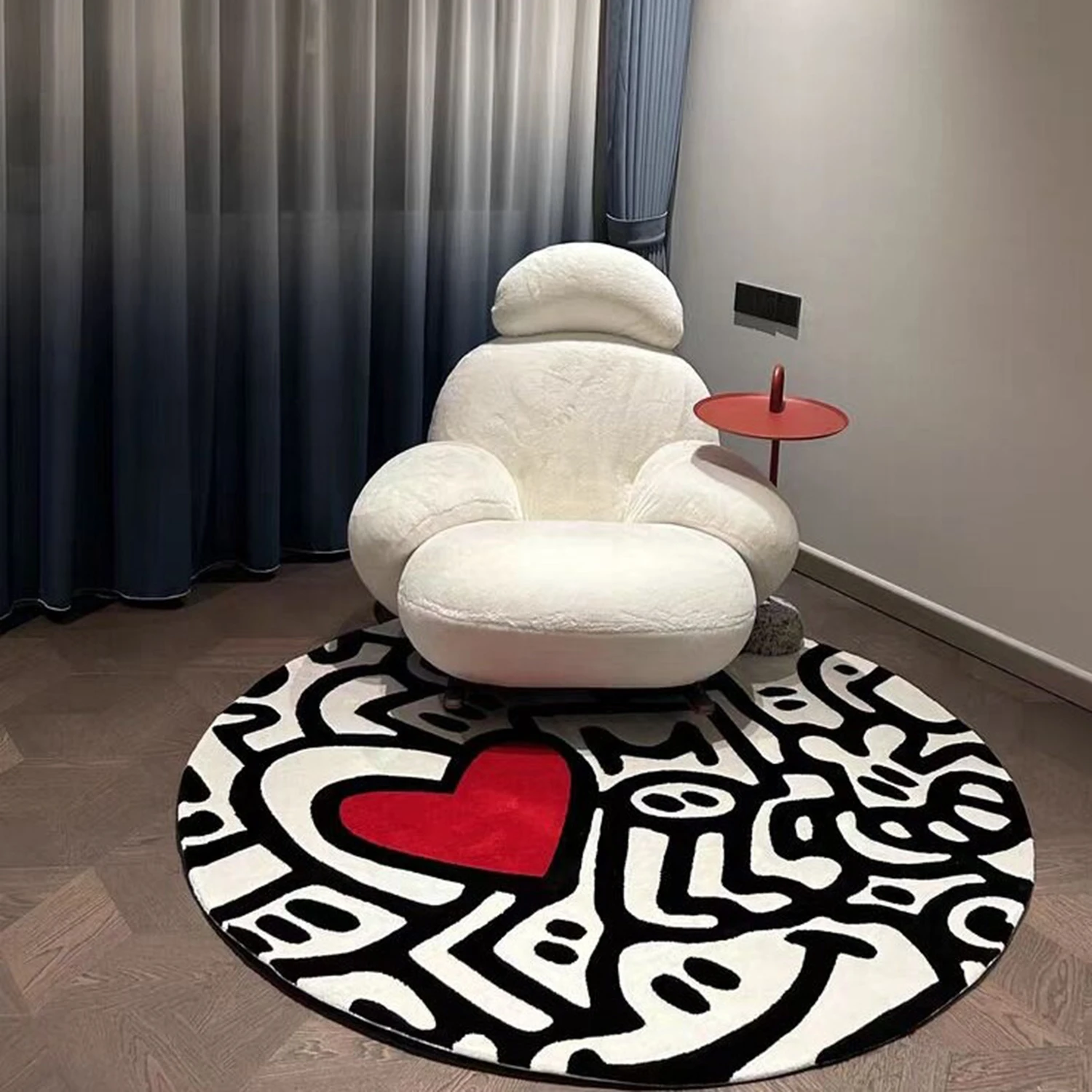 

Round Carpet for Living Room Graffiti Art Soft Plush Rugs for Bedroom Study Dressing Room Floor Mats Home Decoration שטיח לסלון