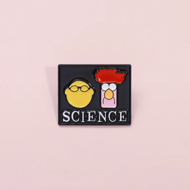 ''SCIENCE'' English Enamel Pins Custom Yellow Chick Brooches Backpack Lapel Badges Jewelry Gift for Friends Kids