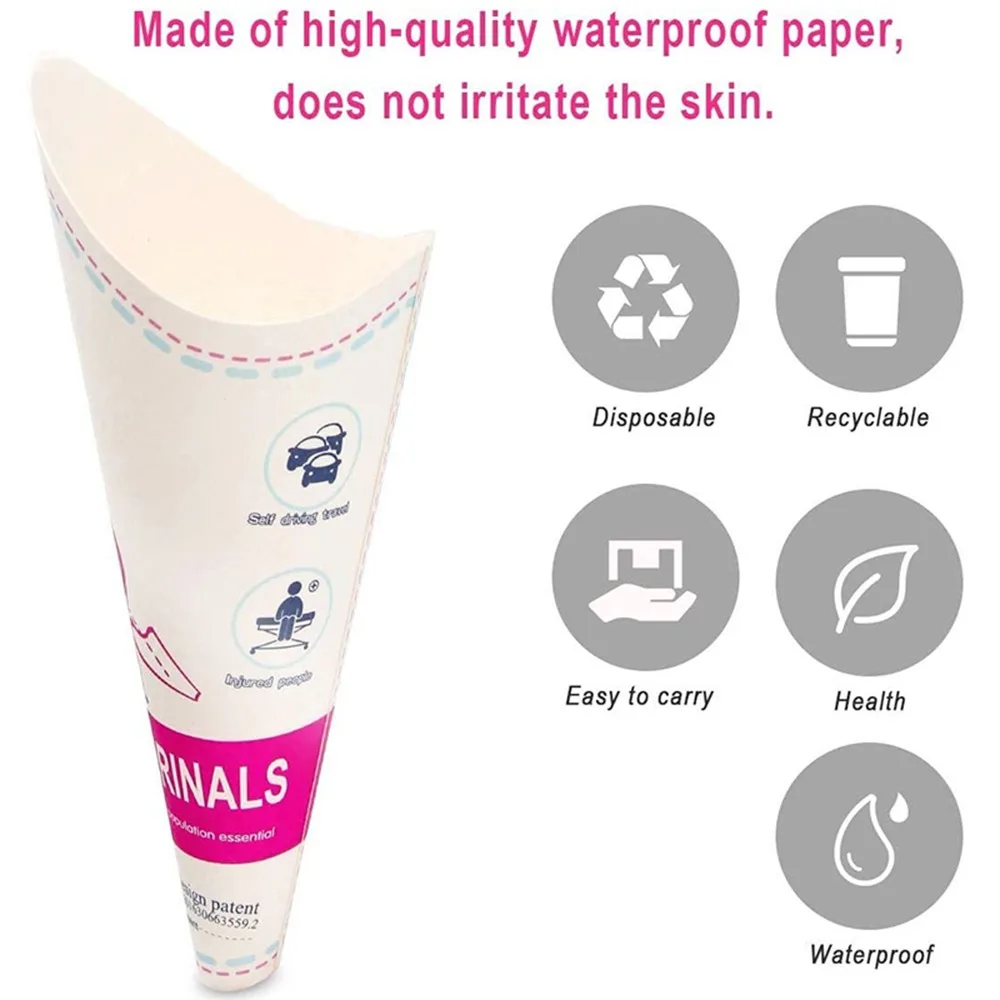 12/20pcs Practical Disposable Female Urination Device Stand Up Leak-Proof Portable Pee Paper Cup Foldable Women Urinal Funnel