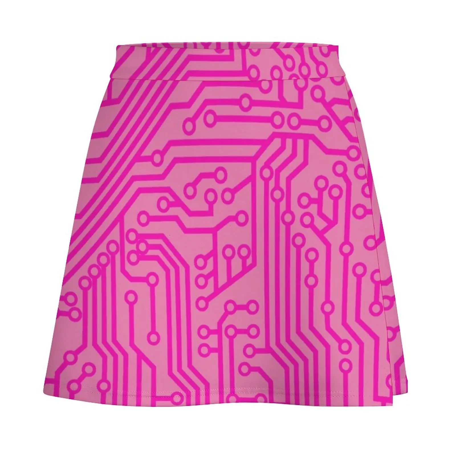 Geeky Pink Circuit Board Pattern Mini Skirt sexy short mini skirts elegant social women's skirts Mini Skirt
