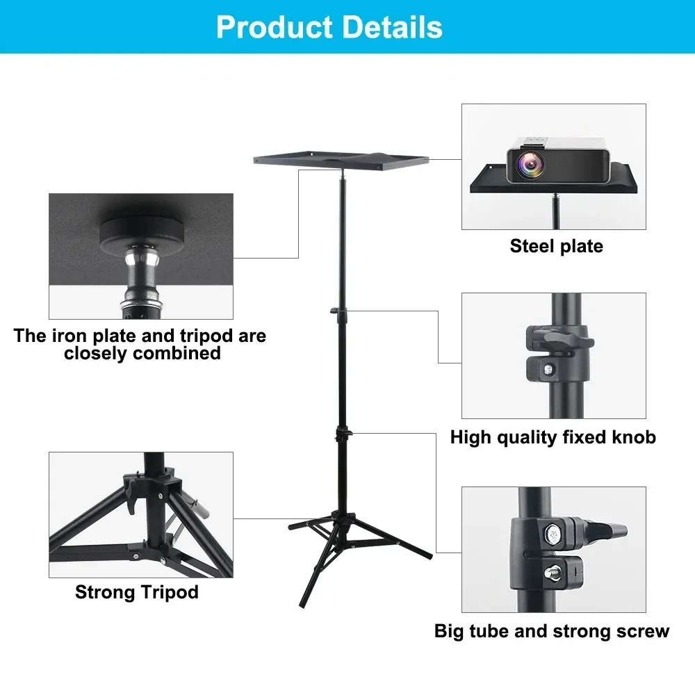 110cm 160cm Adjustable Universal Portable Projector Tripod Tray Smartphone Camera Laptop Projector Outdoor Stand Speaker Stand