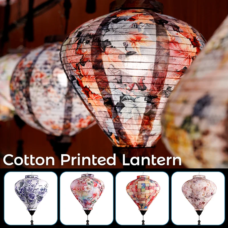 12/14inch Chinese Traditional Palace Lantern Waterproof Cloth Lantern Japan Vietnam Mid-autumn Lantern Party Festival Decorecor