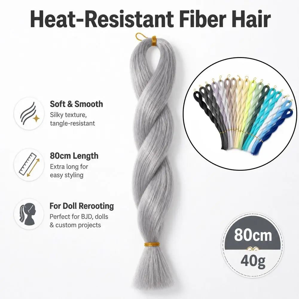 Heat-Resistant Fiber Doll Hair Rooting Heat-resistant Smooth Straight Heat-Resistant Fiber Doll Hair 80cm for BJD SD Doll