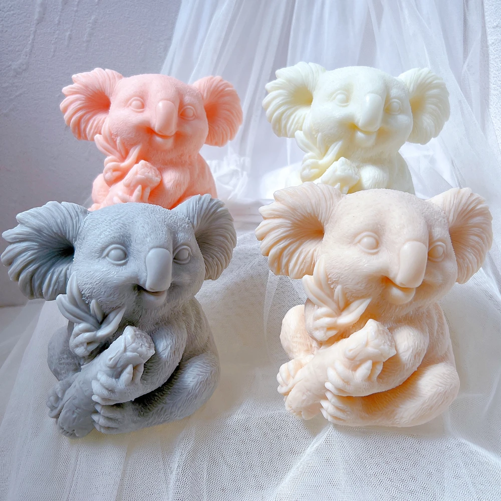 

Cute Koala Silicone Mold Figurine Animal Art Candle Molds Baby Bear Silicone Wax Mould Home Decor