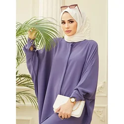 Abito lungo musulmano con maniche a pipistrello alla moda per le donne Arabia Saudita Dubai Abaya Solid Party Marocco Caftano Abiti Eleganti Para Muje