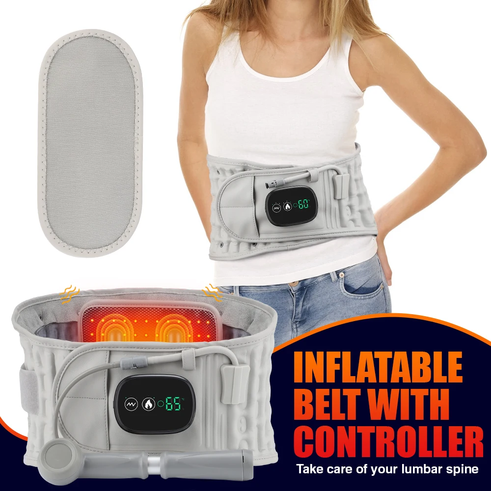 Heating Vibration Massage Belt Inflatable Red Light Airbag Support Back Relief Waist Support Belt Abdomen Pain Relief Healthy