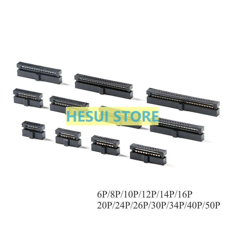 FC-6/8/10/12/14/16/20/24-50P 1.27mm spacing three-piece press head IDC connector