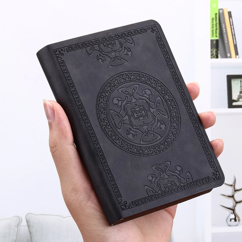 

PU Leather Writing Book Portable Notepad Retro Mini Notebook Stamping Process Artificial Office Bookkeeping Creative Record Book