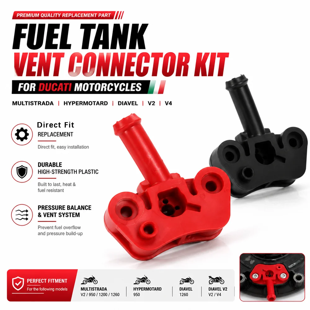 Motorcycle Fuel Tank Cap Base Interface Adapter Exhaust Gas Connector For Ducati Multistrada V2 950 1200 Diavel 1260 Accessories