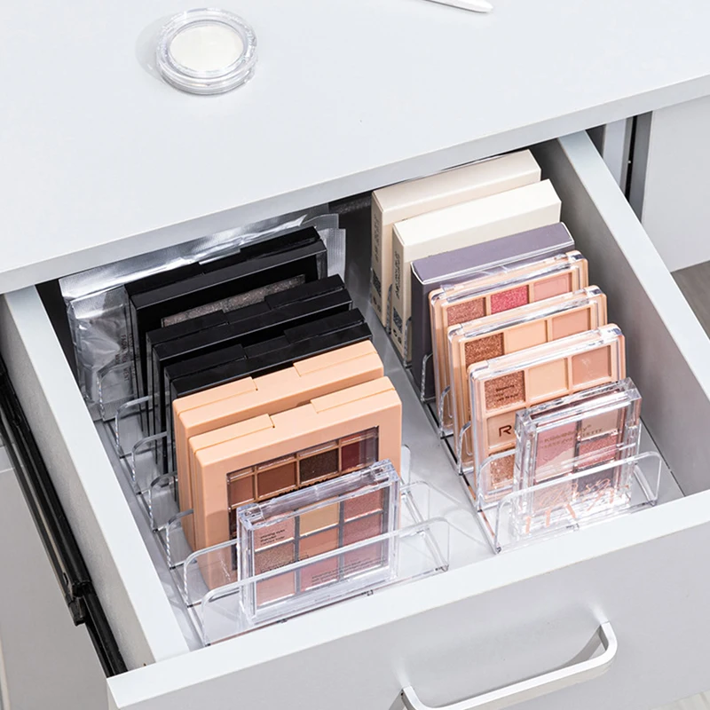 Organizador de maquillaje de escritorio, caja de exhibición de múltiples celdas, estante de cosméticos de rubor de maquillaje, bandeja de sombra de ojos de plástico de 7 compartimentos, caja de almacenamiento