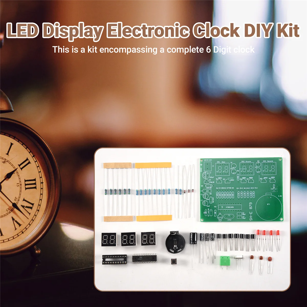 AT89C2051 6 شاشة LED رقمية ساعة إلكترونية لتقوم بها بنفسك عدة استقبال للتدفق