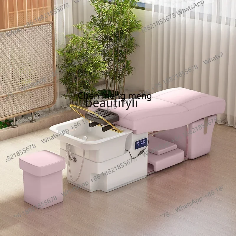 SS Ceramic Basin Thai Head Therapy Shampoo Chair Water Circulation Fumigation Beauty Salon Special Head Therapy Bed Massage7486