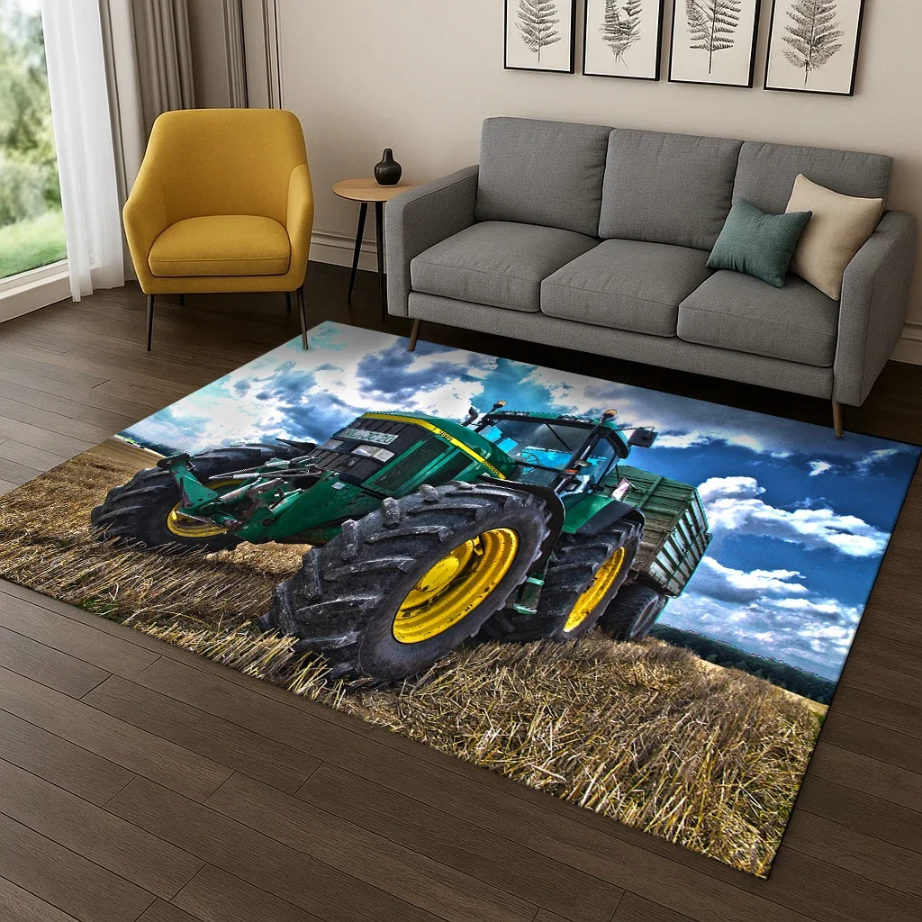 HD-3D Vehicle Print Rug – Car, Tractor & Truck Series, Non-Slip Play Mat for Kids, Living Room, Bedroom, Kitchen & Home Decor