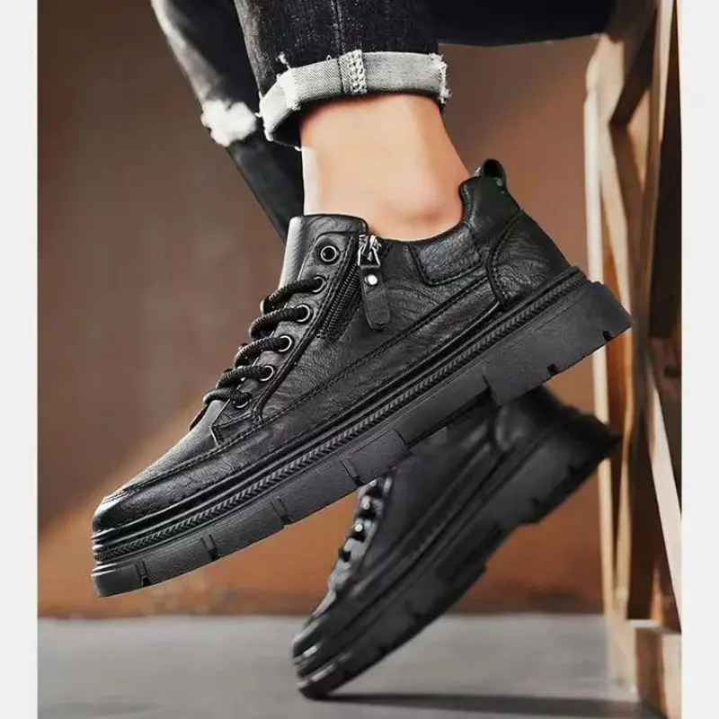 Men's Autumn Sports Casual Sneakers Waterproof Anti-Slip Leather Upper Versatile Commuting Trendy Shoes