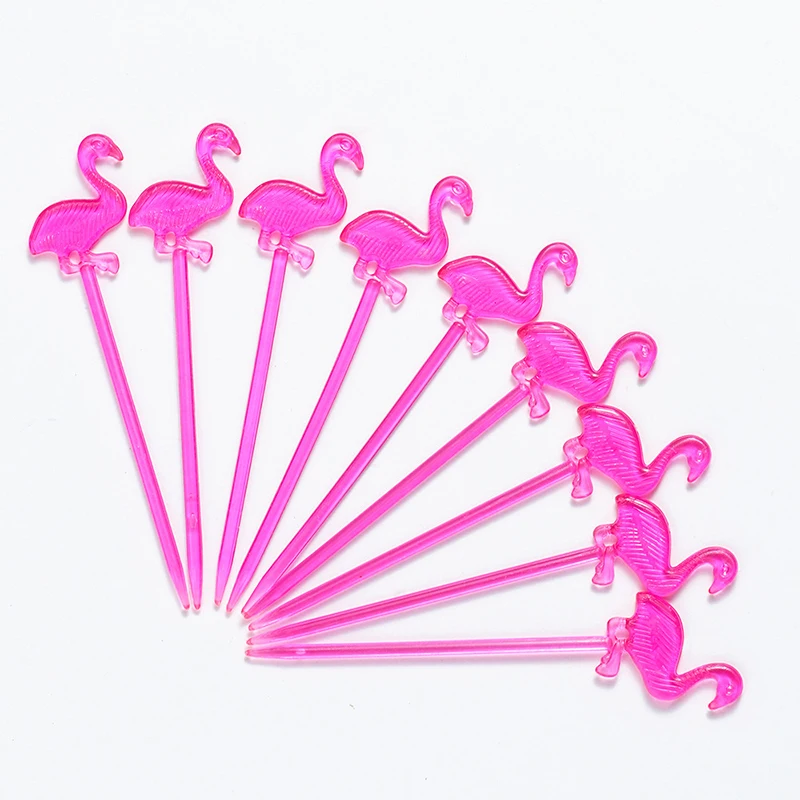 50/100pcs Flamingo Food Picks Buffet Cupcake Fruit Fork Cake Dessert Salad Sticks Cocktail Toothpick Skewer Summer Party Decor