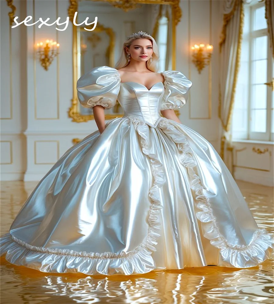 

Princess Victorian Wedding Dress 1920s Renaissance Medieval Ball Gown Bridal Dress Short Sleeve Ethereal Civil War Customized