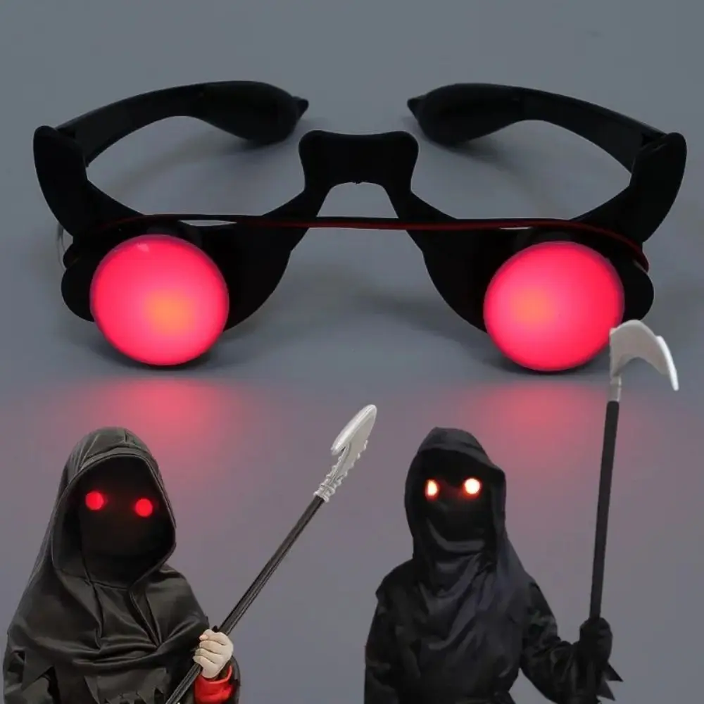 Funny ABS LED Eyewear Light-Up Masquerade Party Red Eyes Glasses Black Red Luminous Glasses Halloween