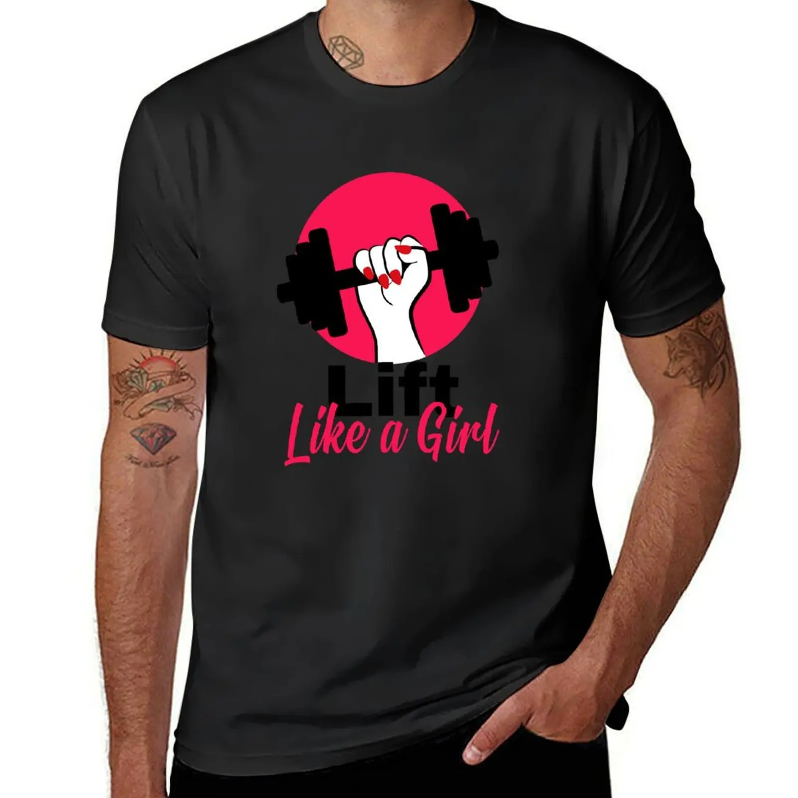 Lift Like a Girl Gym Girl T-Shirt customs graphics anime sports fans mens graphic t-shirts big and tall