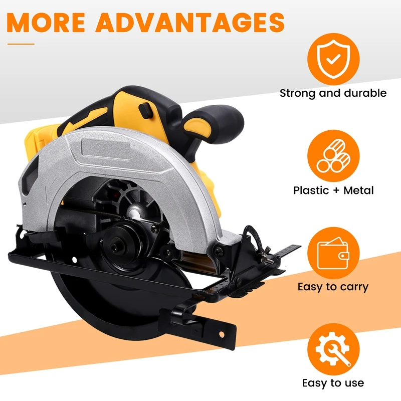 7 Inch Brushless Electric Circular Saw Cordless Board Cutting Machine Woodworking Power Tools For Dewalt 18V 20V Battery